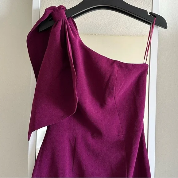 DRESS THE POPULATION Tiffany One-Shoulder Maroon Dark Magenta Dress Size S NWT - Picture 9 of 11